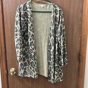 Green Cheetah Print Cardigan